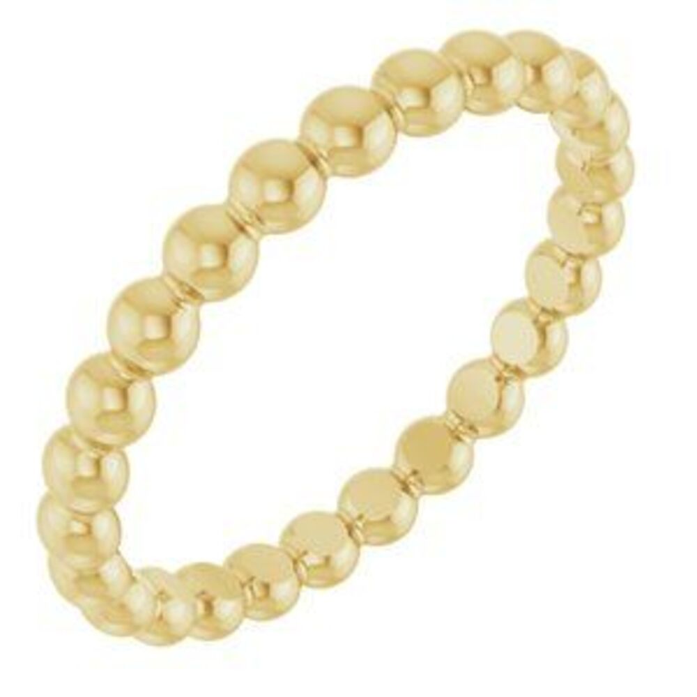 14k Yellow Beaded Stackable Ring - image 1